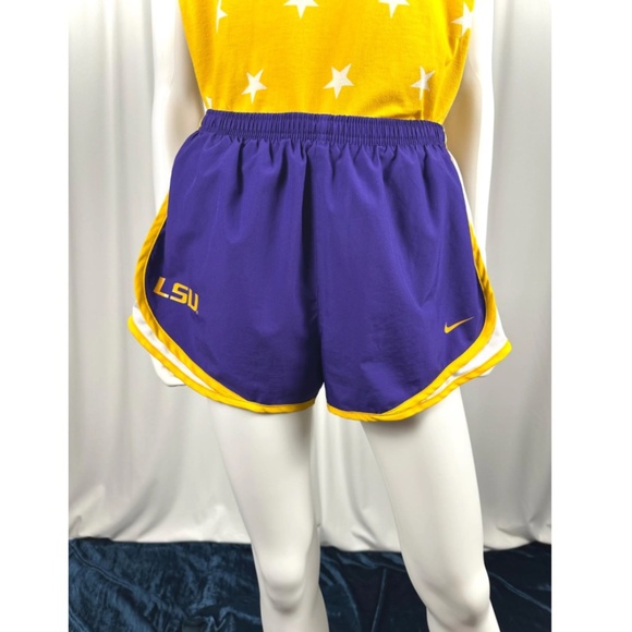 Vintage 2000’s ‘Nike Dri-Fit’ LSU Tigers Basketball Shorts • Yellow + Purple S/M - Picture 1 of 10